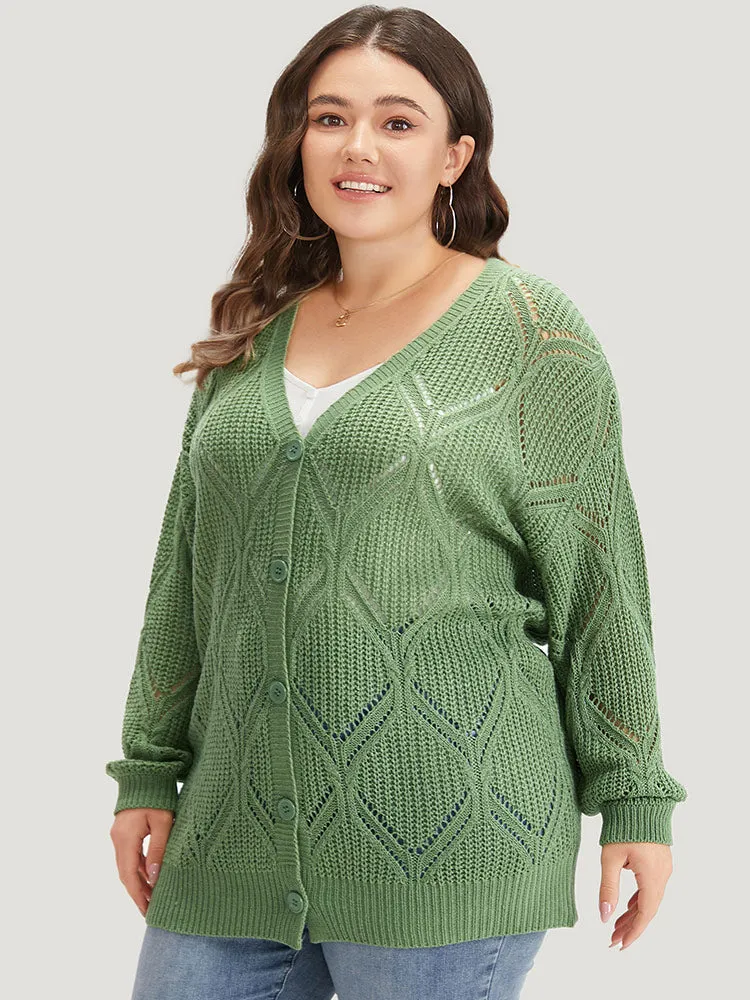 Geo Plisse Button Through Elastic Cuffs Cardigan sold by Bloomchic product image thumbnail 3