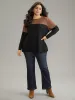Textured Patchwork Contrast Crew Neck Knit T-shirt sold by Bloomchic