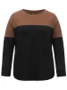 Textured Patchwork Contrast Crew Neck Knit T-shirt sold by Bloomchic