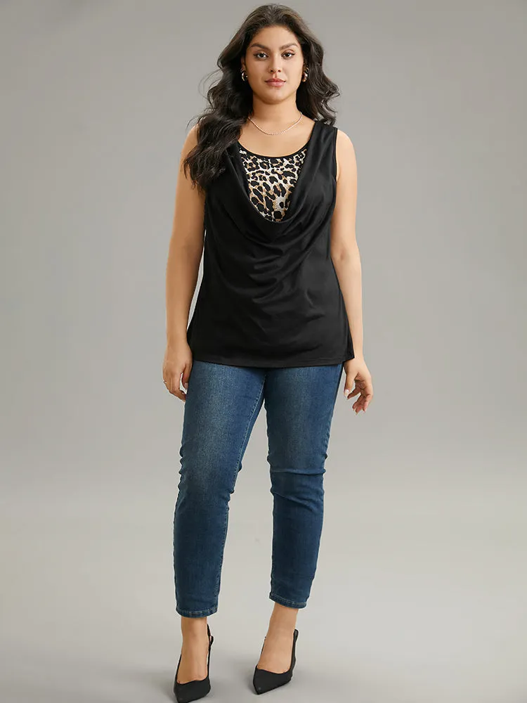 Leopard Patchwork Round Neck Tank Top sold by Bloomchic product image thumbnail 3