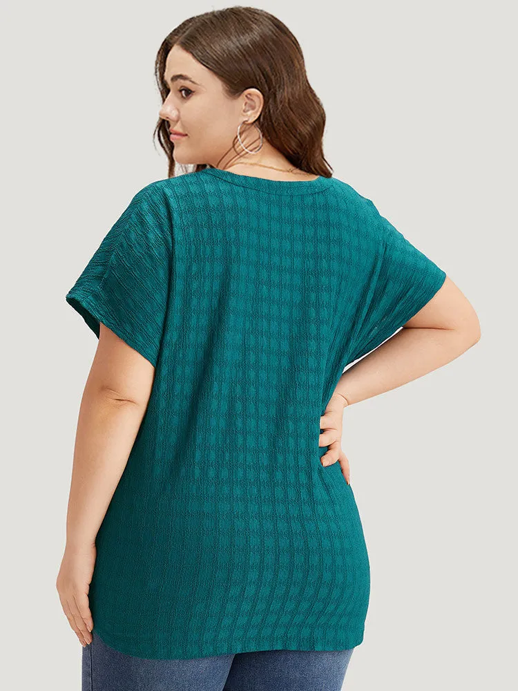 Plisse Crossover Button Up Batwing Sleeve T-shirt sold by Bloomchic product image thumbnail 3