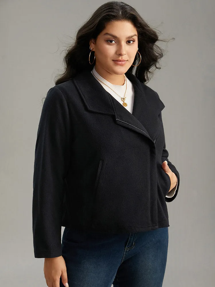 Solid Lapel Collar Zipper Jacket sold by Bloomchic product image thumbnail 4