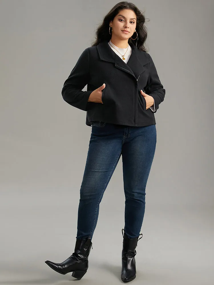 Solid Lapel Collar Zipper Jacket sold by Bloomchic product image thumbnail 2