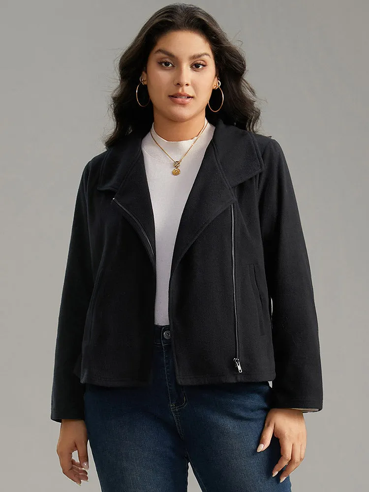 Solid Lapel Collar Zipper Jacket sold by Bloomchic product image thumbnail 3