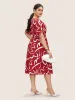 Graffiti Print Keyhole Petal Sleeve Dress sold by Bloomchic