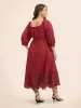 Square Neck Broderie Anglaise Patchwork Shirred Dress sold by Bloomchic