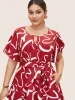 Graffiti Print Keyhole Petal Sleeve Dress sold by Bloomchic