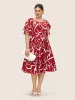 Graffiti Print Keyhole Petal Sleeve Dress sold by Bloomchic