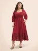 Square Neck Broderie Anglaise Patchwork Shirred Dress sold by Bloomchic
