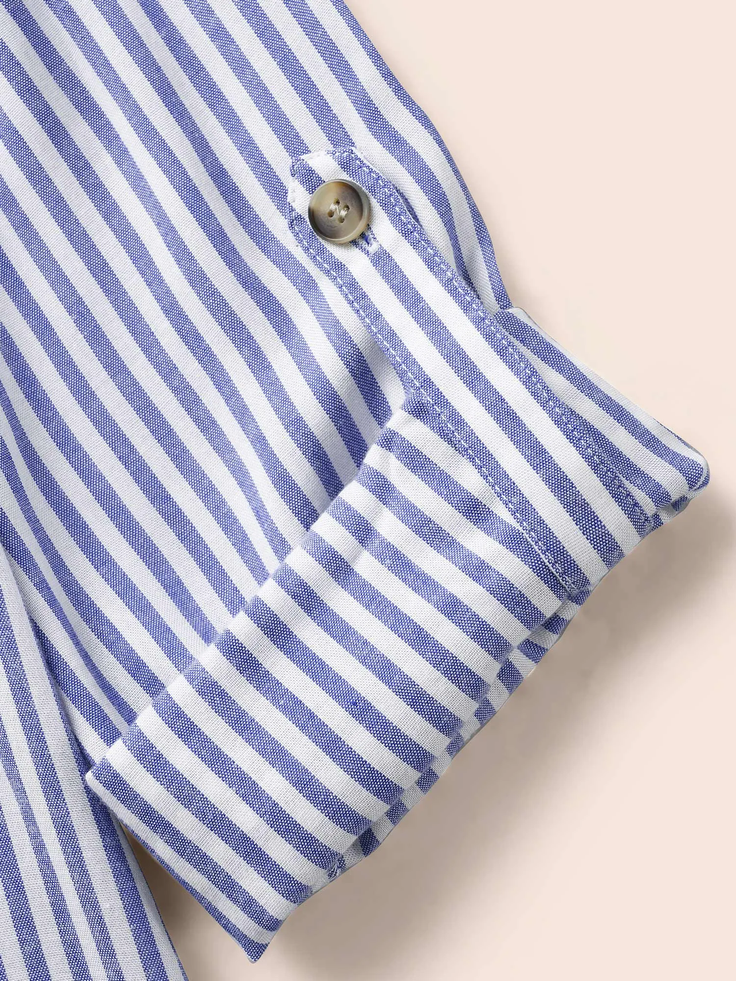 Shirt Collar Striped Tab Sleeve Blouse sold by Bloomchic product image thumbnail 5