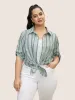 Contrast Striped Button Cuff Sleeve Blouse sold by Bloomchic