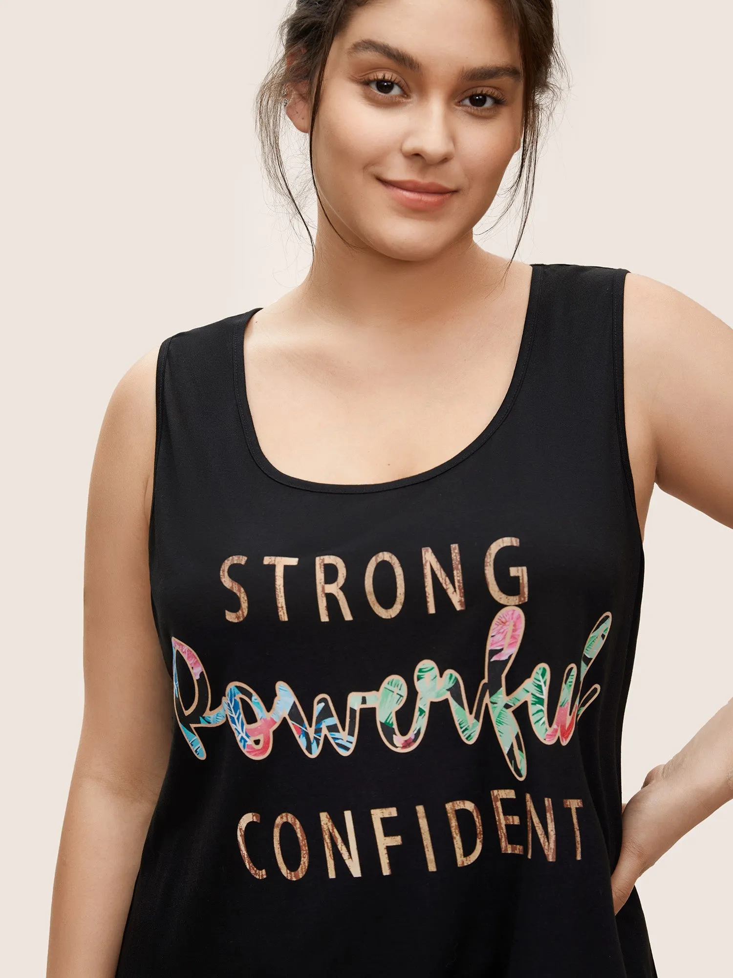 Contrast Letter Print Scoop Neck Sleep Dress sold by Bloomchic product image thumbnail 4