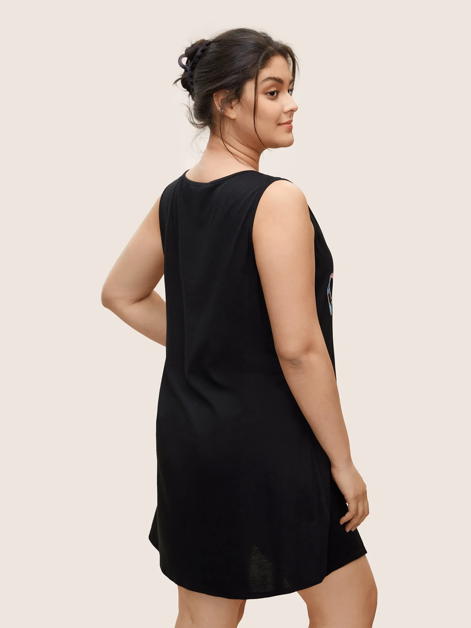 Contrast Letter Print Scoop Neck Sleep Dress sold by Bloomchic product image thumbnail 3