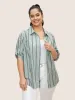 Contrast Striped Button Cuff Sleeve Blouse sold by Bloomchic