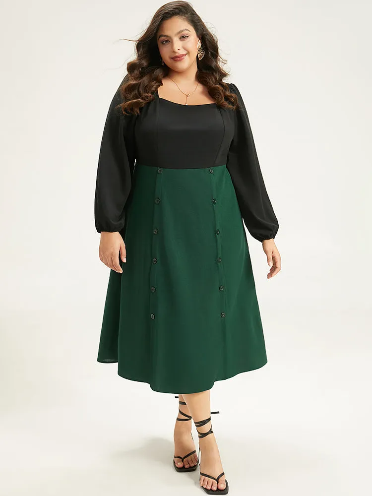 Colorblock Patchwork Button Detail Dress sold by Bloomchic product image thumbnail 4