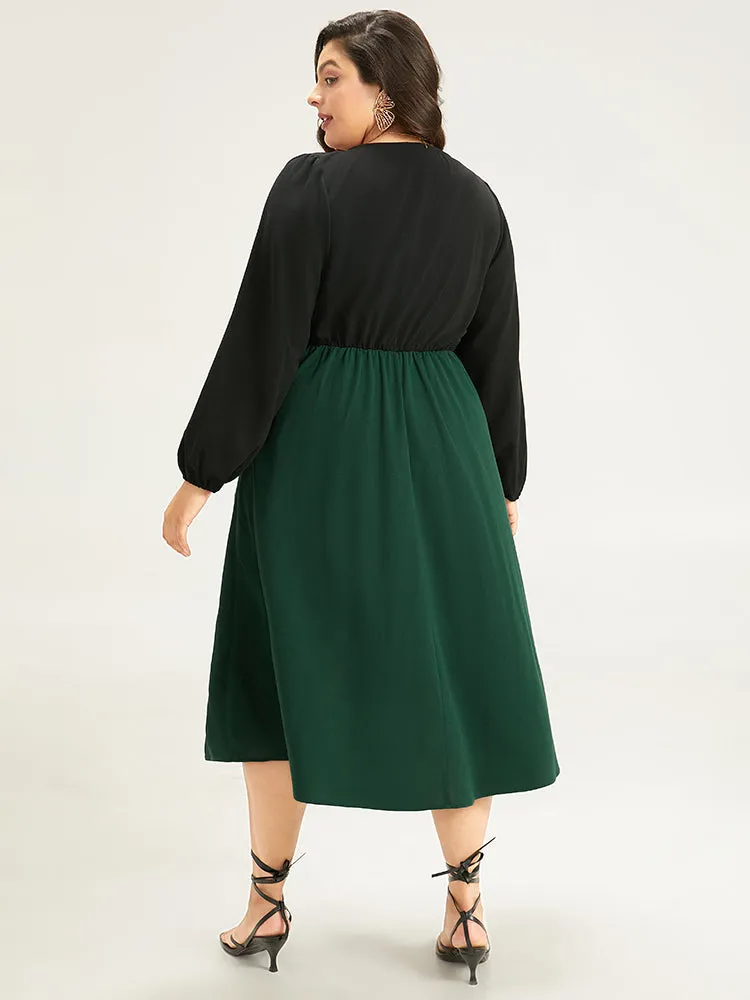 Colorblock Patchwork Button Detail Dress sold by Bloomchic product image thumbnail 2