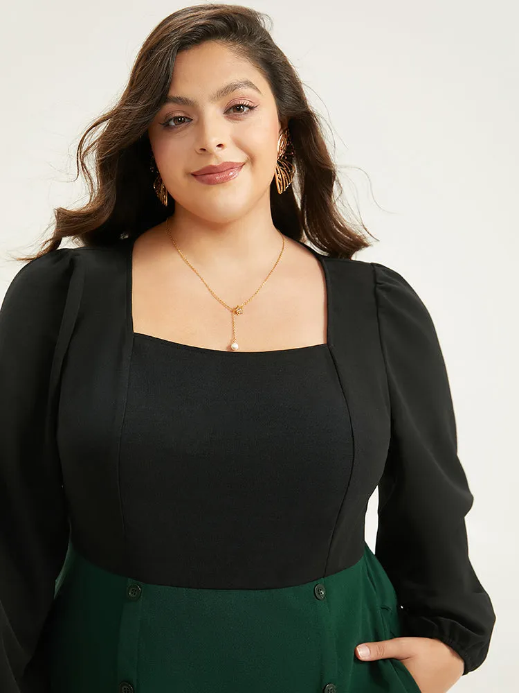 Colorblock Patchwork Button Detail Dress sold by Bloomchic product image thumbnail 5