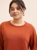Round Neck Patchwork Drop Shoulder Sweatshirt sold by Bloomchic