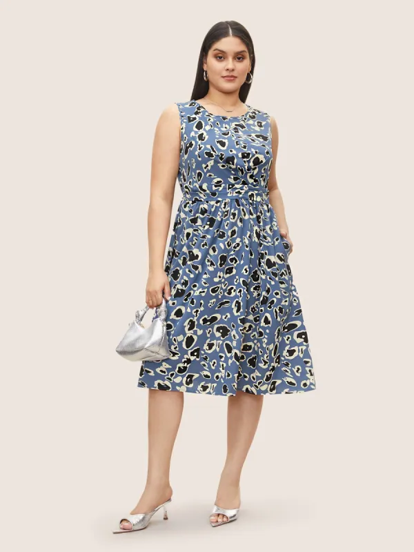 Animal Print Ruched Crossover Sleeveless Dress sold by Bloomchic