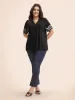 Floral Embroidered Notched Ruffle Sleeve T-shirt sold by Bloomchic