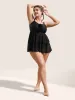 Solid Floral Decor Flutter Layered Hem Swim Top sold by Bloomchic