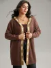 Contrast Hooded Tunic Open Front Cardigan sold by Bloomchic