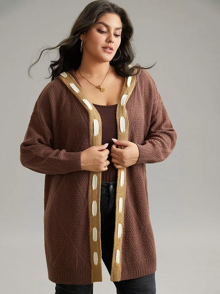 Contrast Hooded Tunic Open Front Cardigan sold by Bloomchic product image thumbnail 3