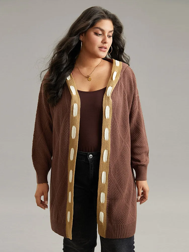 Contrast Hooded Tunic Open Front Cardigan sold by Bloomchic product image thumbnail 4