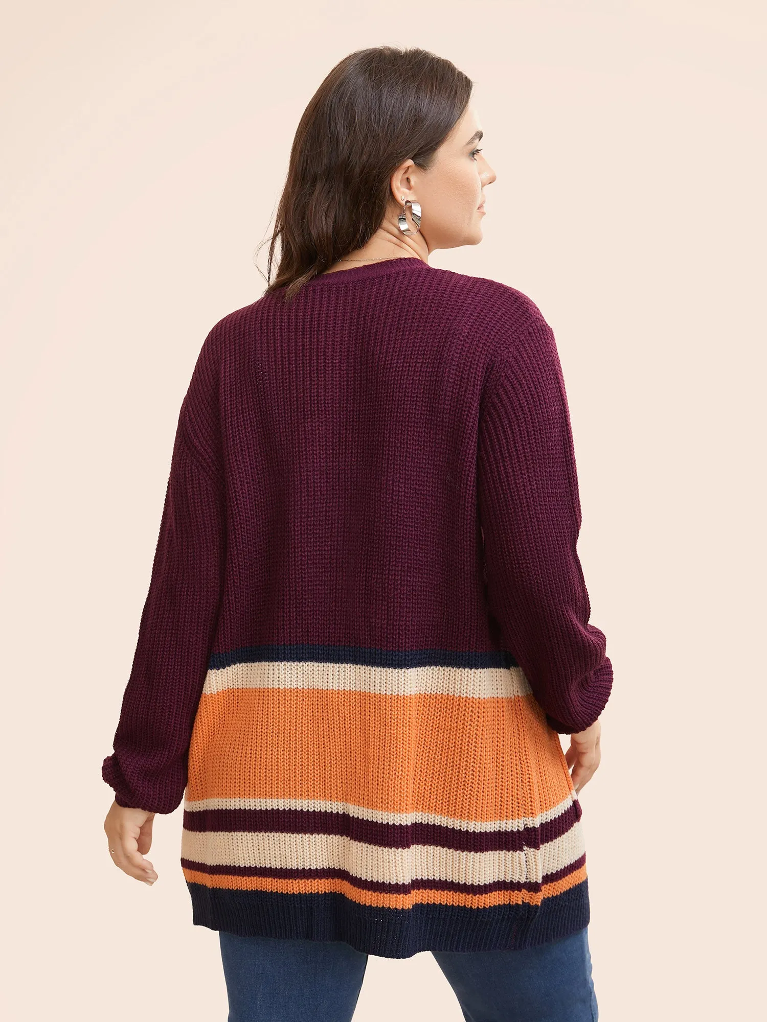 Colorblock Contrast Patched Pocket Open Front Cardigan sold by Bloomchic product image thumbnail 3