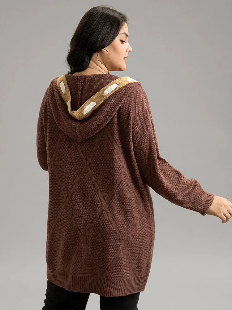 Contrast Hooded Tunic Open Front Cardigan sold by Bloomchic product image thumbnail 2