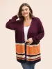 Colorblock Contrast Patched Pocket Open Front Cardigan sold by Bloomchic