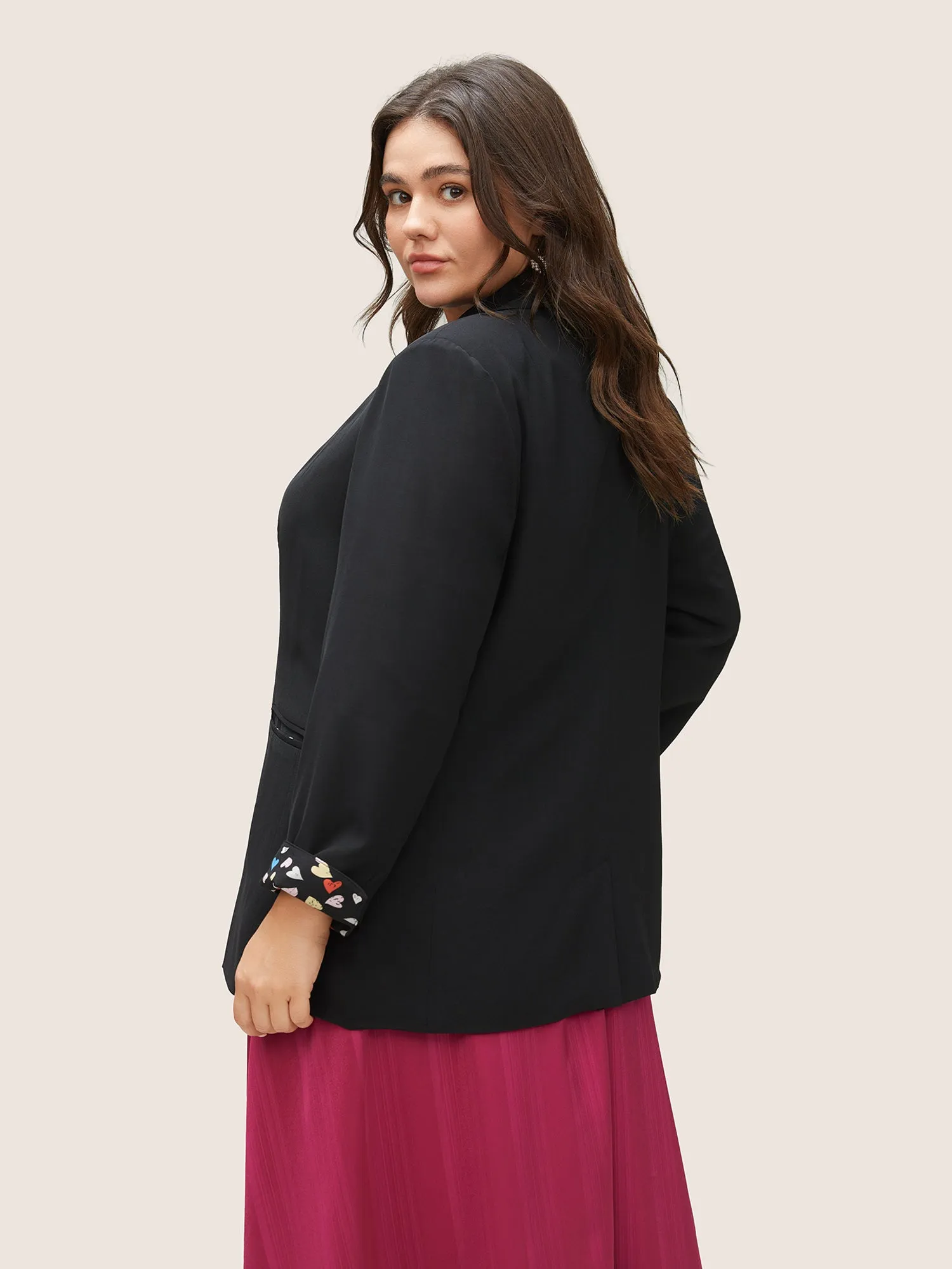 Colour Heart Lined Suit Collar Pocket Blazer sold by Bloomchic product image thumbnail 4