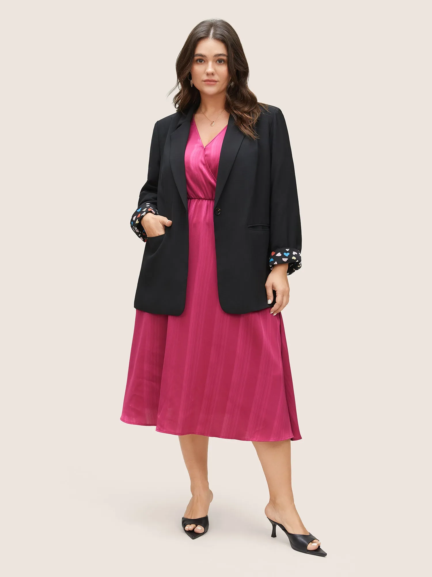 Colour Heart Lined Suit Collar Pocket Blazer sold by Bloomchic product image thumbnail 2