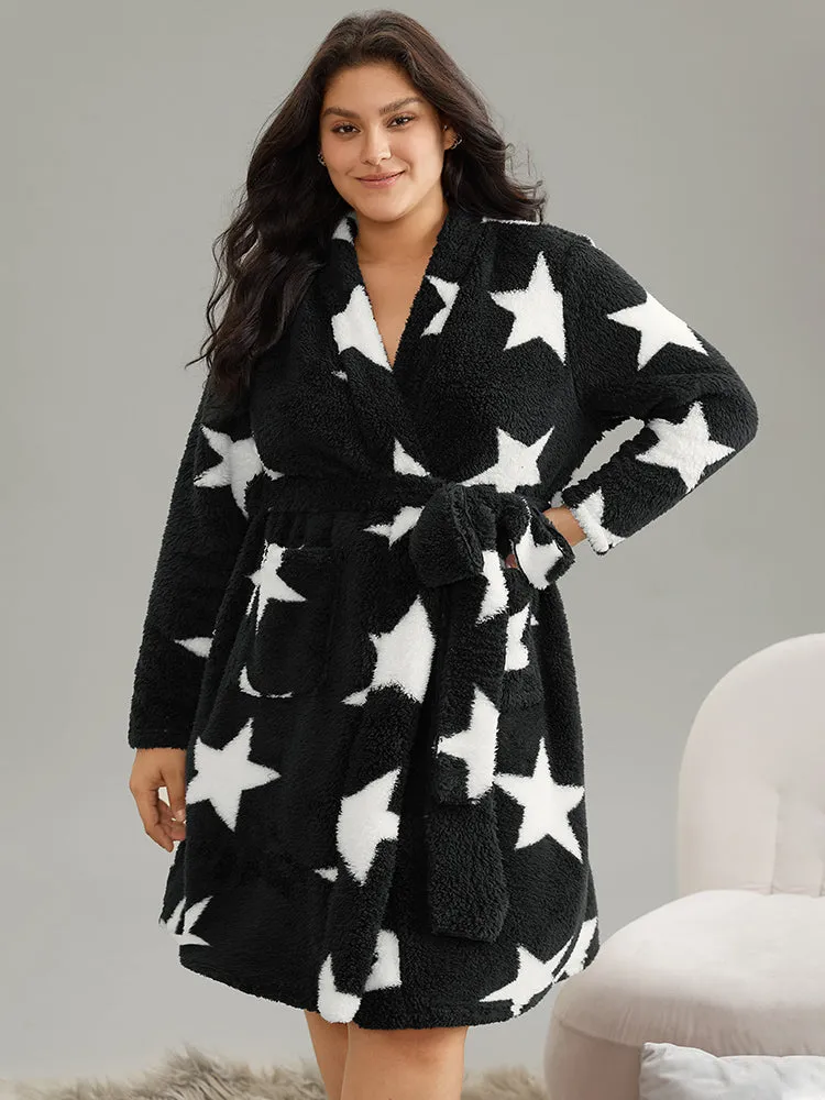 Star Belted Pocket Fluffy Thick Robe sold by Bloomchic product image thumbnail 3
