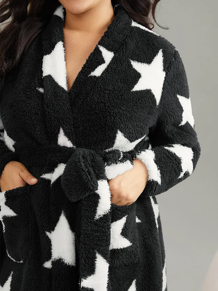 Star Belted Pocket Fluffy Thick Robe sold by Bloomchic product image thumbnail 4