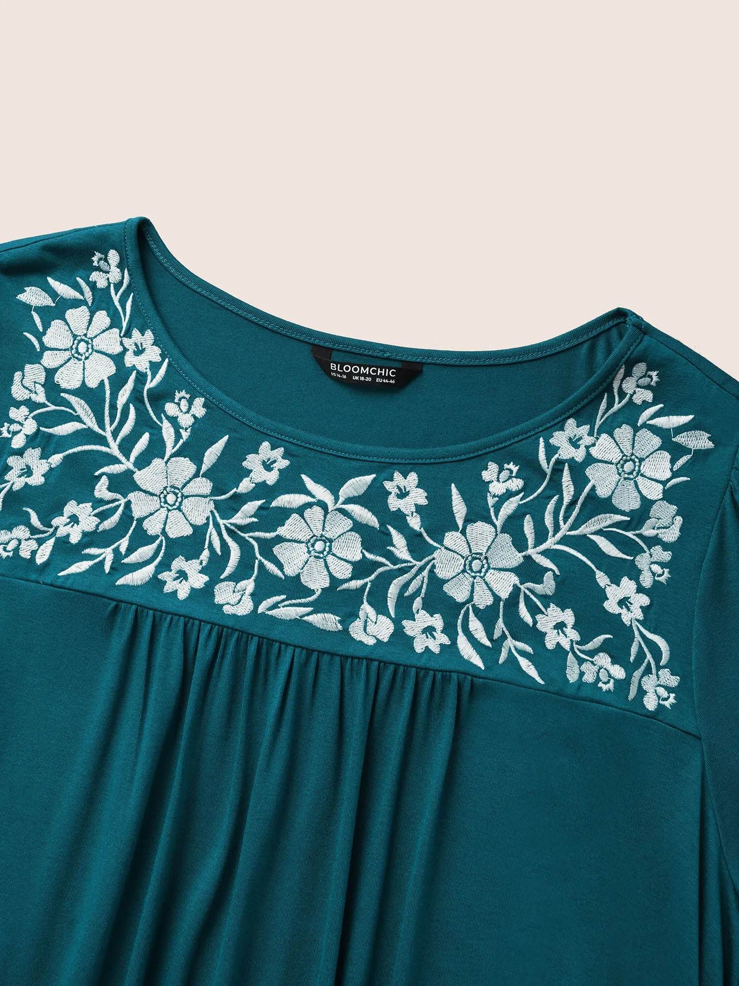 Floral Embroidered Gathered Ruffle Sleeve T-shirt sold by Bloomchic product image thumbnail 5