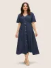V Neck Button Detail Flutter Sleeve Dress sold by Bloomchic