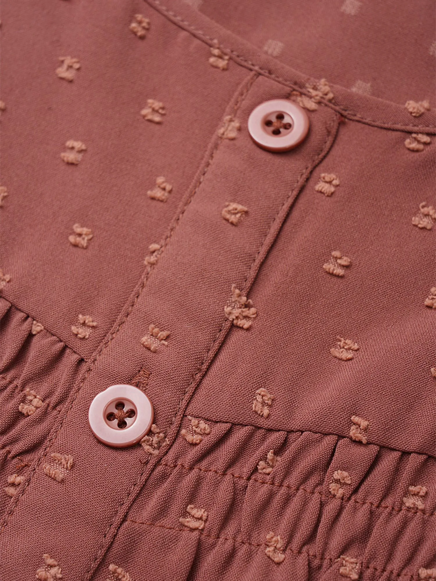 Textured Lantern Sleeve Gathered Frill Trim Blouse sold by Bloomchic product image thumbnail 5