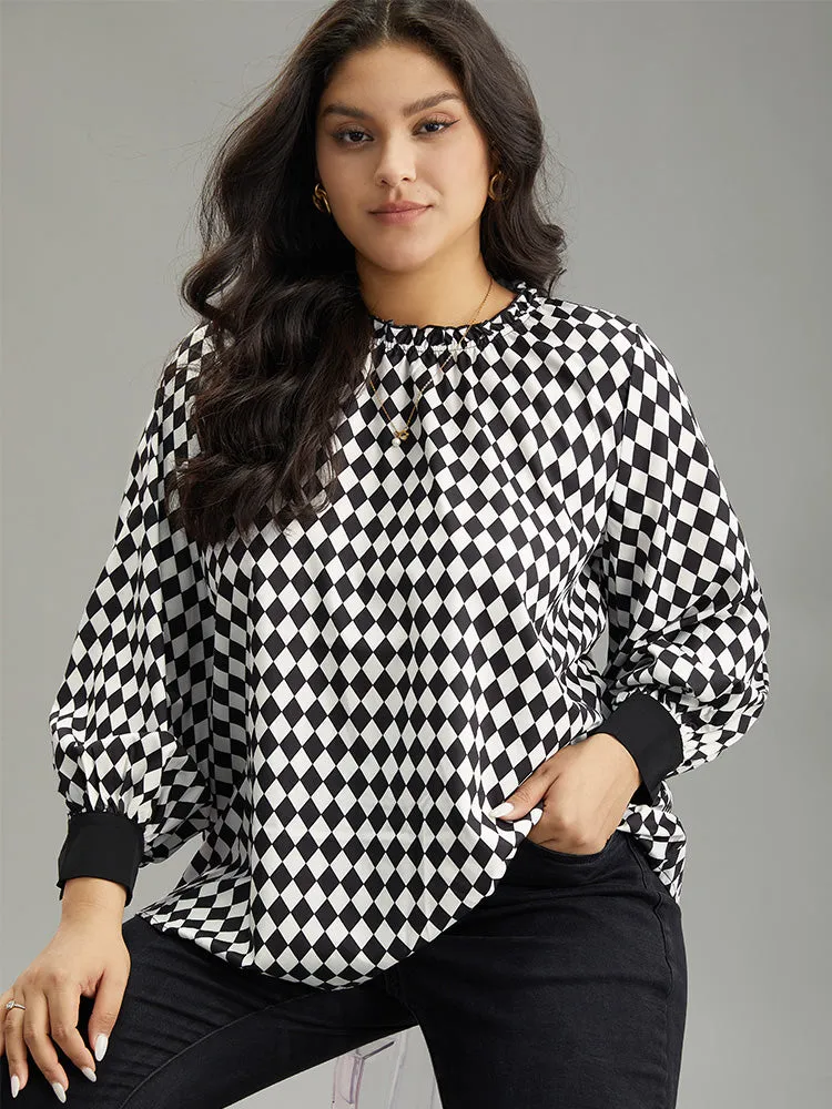 Halloween Check Frill Trim Gathered Patchwork Blouse sold by Bloomchic product image thumbnail 5