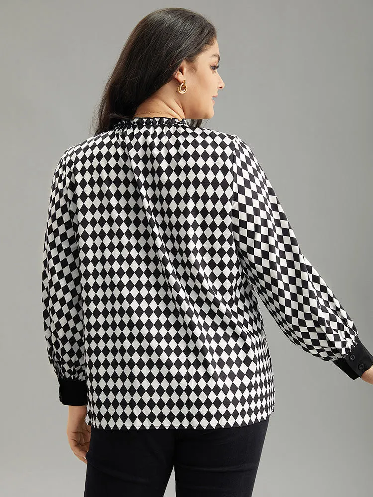 Halloween Check Frill Trim Gathered Patchwork Blouse sold by Bloomchic product image thumbnail 2