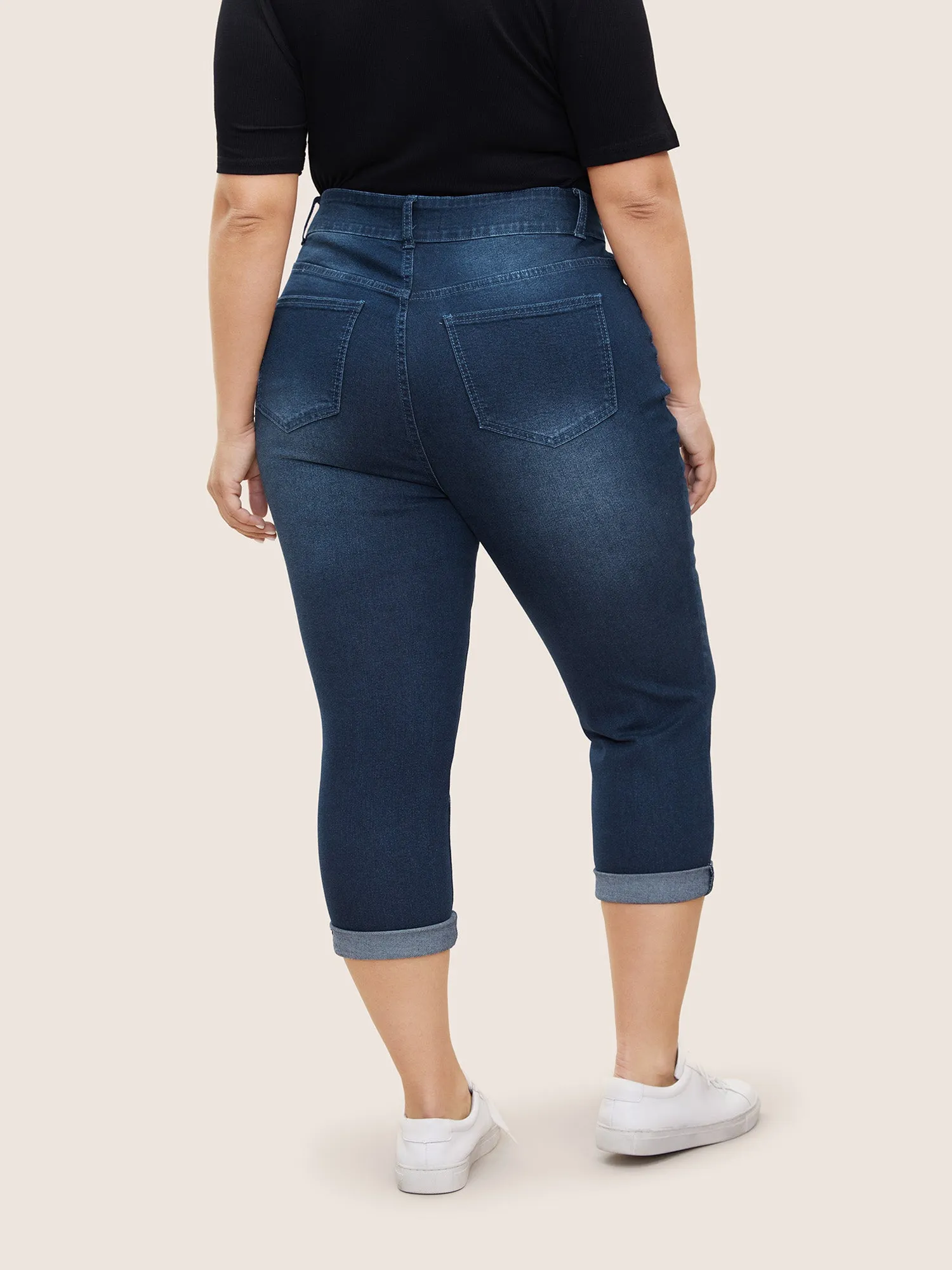 Bodycon Roll Hem Medium Wash Jeans sold by Bloomchic product image thumbnail 4