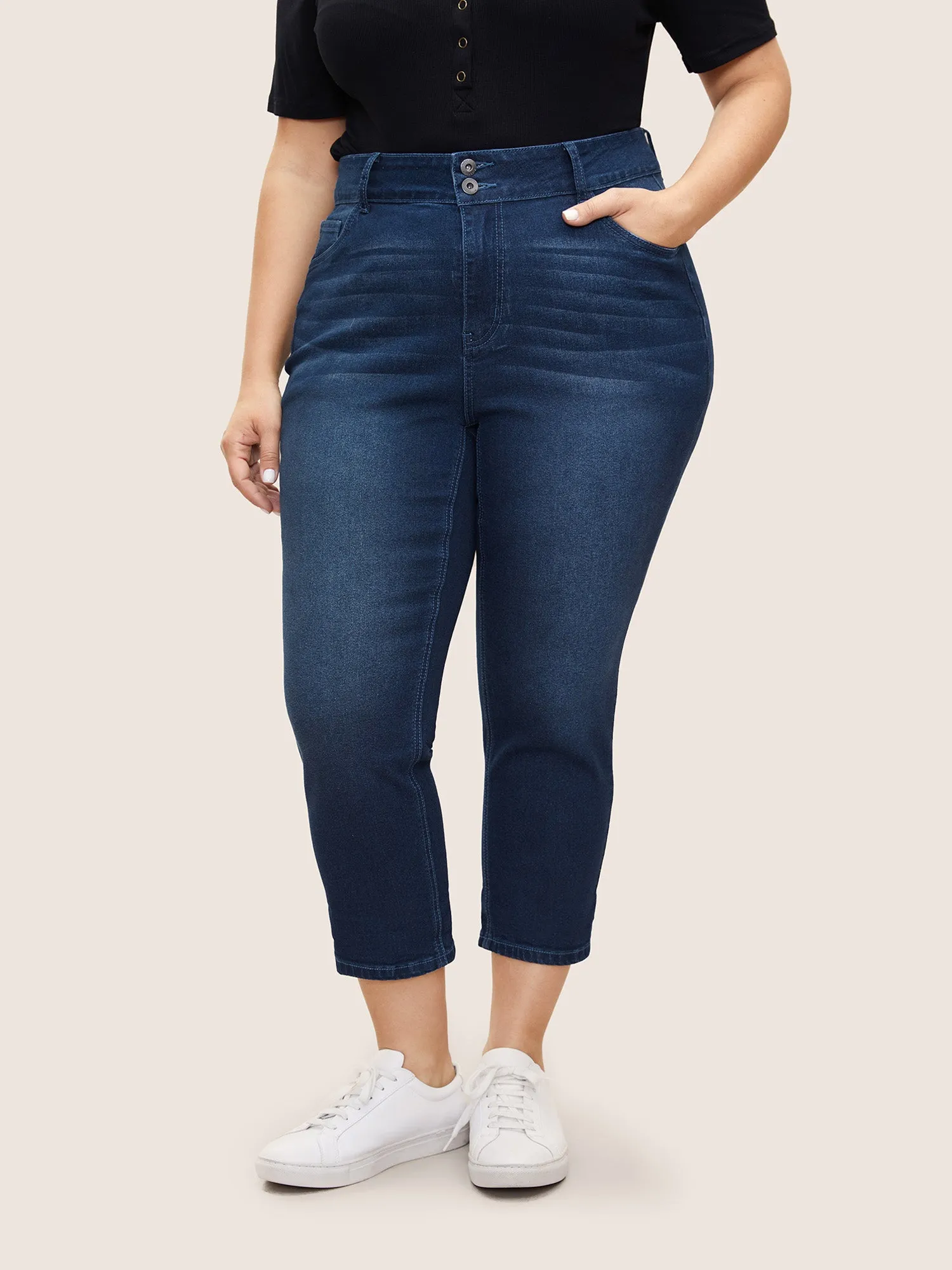 Bodycon Roll Hem Medium Wash Jeans sold by Bloomchic product image thumbnail 2