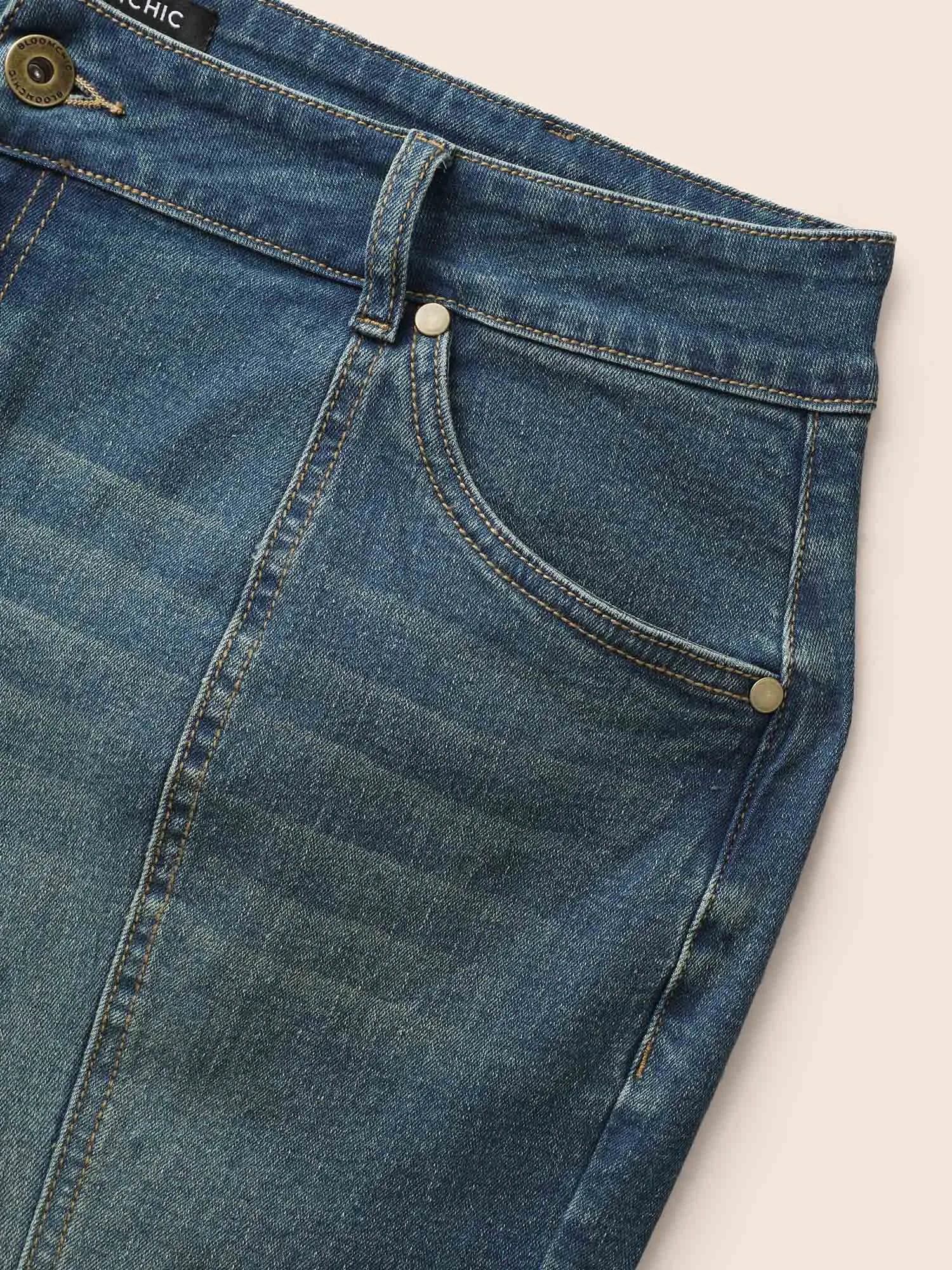 Stretch Denim Mermaid Cut Skirt sold by Bloomchic product image thumbnail 5