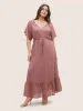 Solid Striped Notched Ties Up Pocket Flutter Maxi Dress sold by Bloomchic