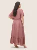 Solid Striped Notched Ties Up Pocket Flutter Maxi Dress sold by Bloomchic
