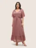 Solid Striped Notched Ties Up Pocket Flutter Maxi Dress sold by Bloomchic
