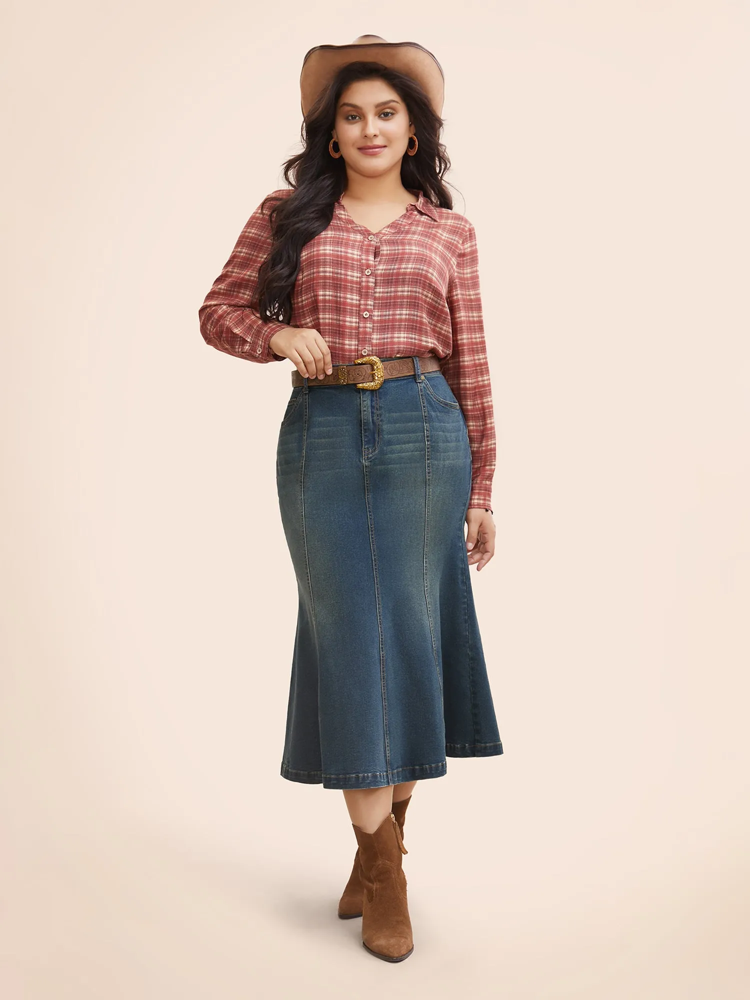 Stretch Denim Mermaid Cut Skirt sold by Bloomchic product image thumbnail 2