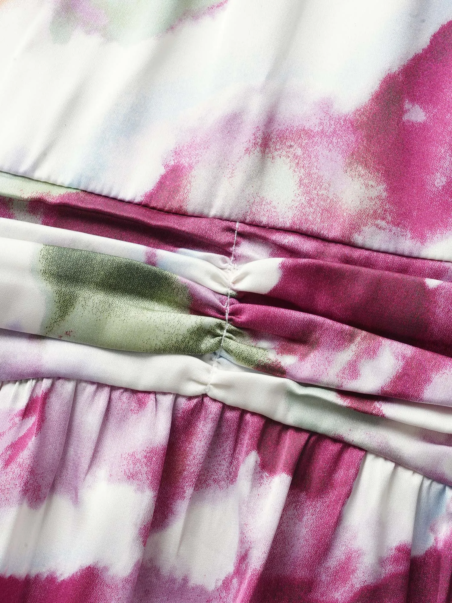 Watercolor Floral Print Ruched Ruffle Sleeve Dress sold by Bloomchic product image thumbnail 5