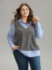 2-In-1 Striped Patchwork Waffle Knit Sweatshirt sold by Bloomchic