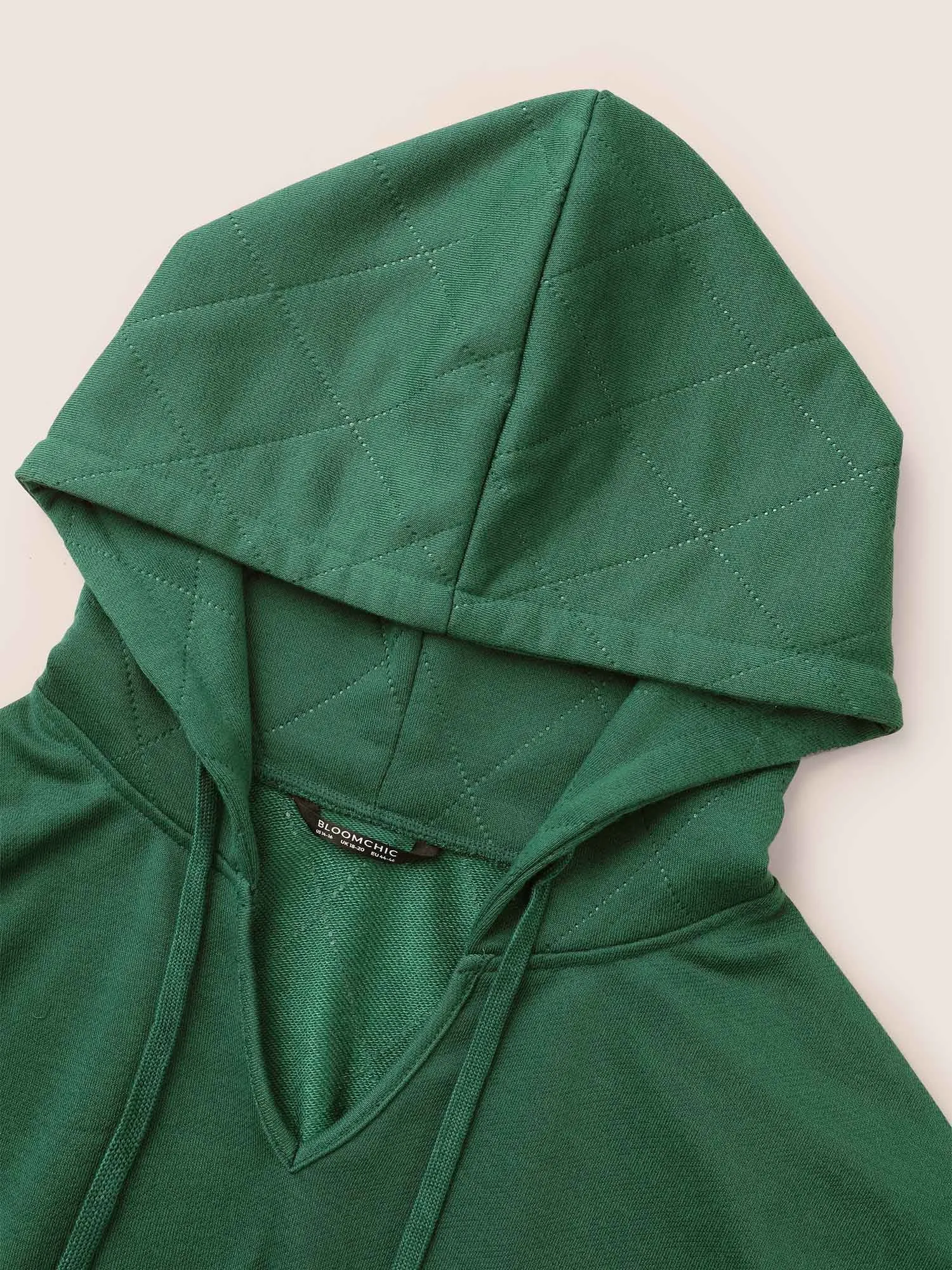 Solid Quilted Kangaroo Pocket Hooded Sweatshirt sold by Bloomchic product image thumbnail 5